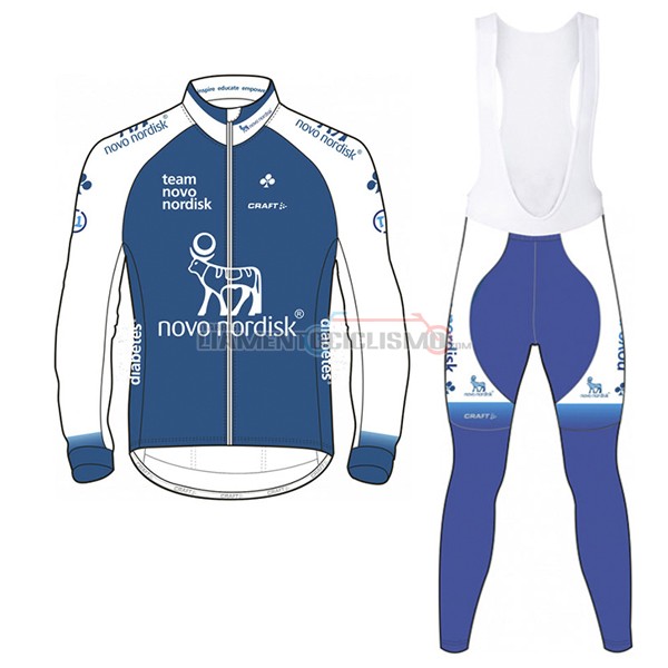 2017 Abbigliamento Ciclismo Novo Nordisk Manica Lunga Blu e Bianco